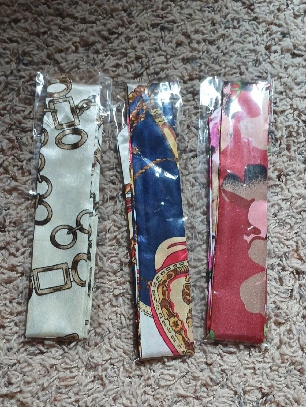 Silk Twilly Scarf Set - Floral Pink, Navy & Cream